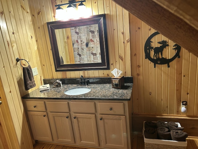 14278 Tyson Trl, Camden, MI 49232 - bathroom featuring vanity and wooden walls