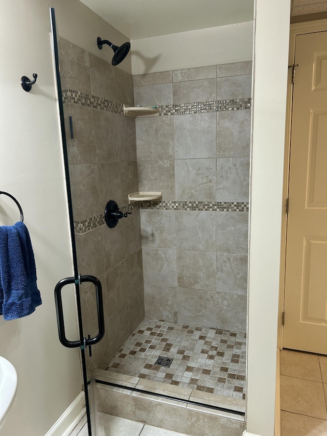 14278 Tyson Trl, Camden, MI 49232 - full bathroom with a stall shower and tile patterned flooring