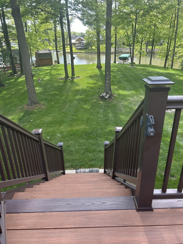 14278 Tyson Trl, Camden, MI 49232 - deck with a water view and a yard