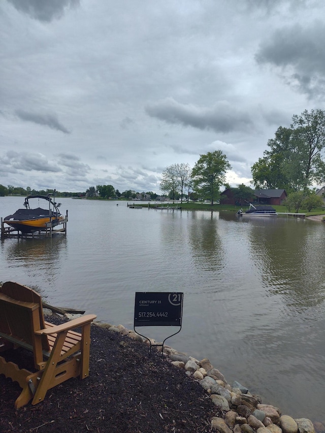 14278 Tyson Trl, Camden, MI 49232 - water view featuring boat lift and a boat dock