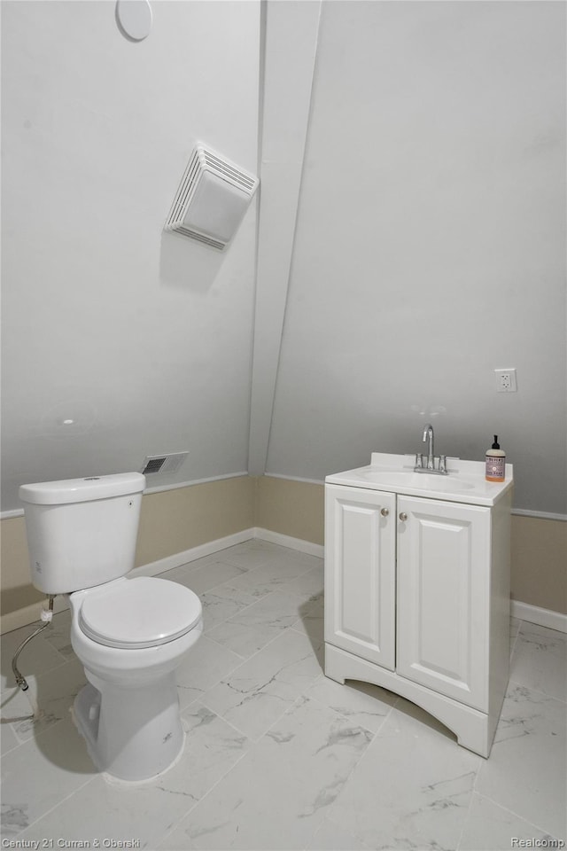 65 Melbourne St, Detroit, MI 48202 - half bath featuring baseboards, marble finish flooring, toilet, and vanity