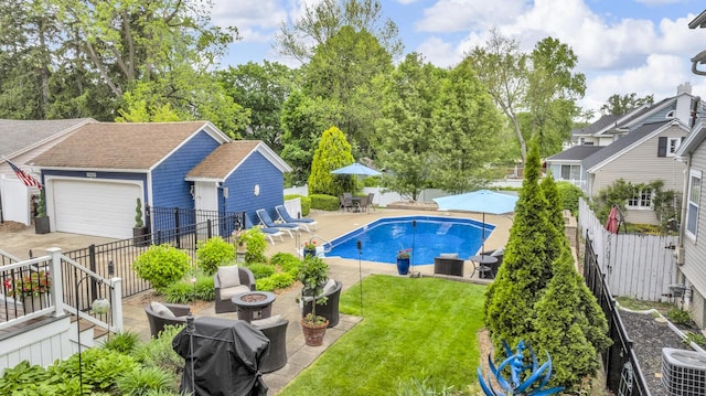 1406 W Washington Ave, Jackson, MI 49203 - view of pool featuring a fire pit, a patio area, central AC, and a grill