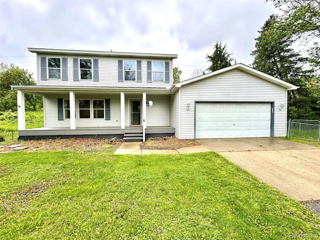 3758 Tienken Rd, Auburn Hills, MI 48326 - view of front of home with a garage, concrete driveway, and covered porch