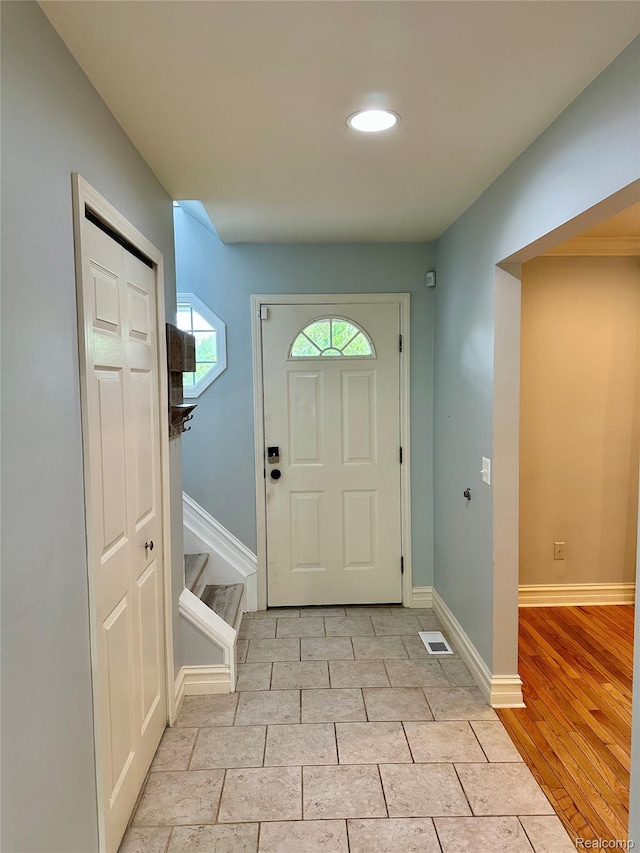 3758 Tienken Rd, Auburn Hills, MI 48326 - foyer entrance featuring recessed lighting, baseboards, stairway, and light tile patterned floors
