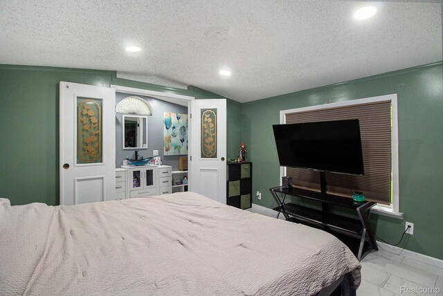 5315 Brown Rd, Millington, MI 48746 - bedroom featuring recessed lighting, baseboards, marble finish floors, and a textured ceiling