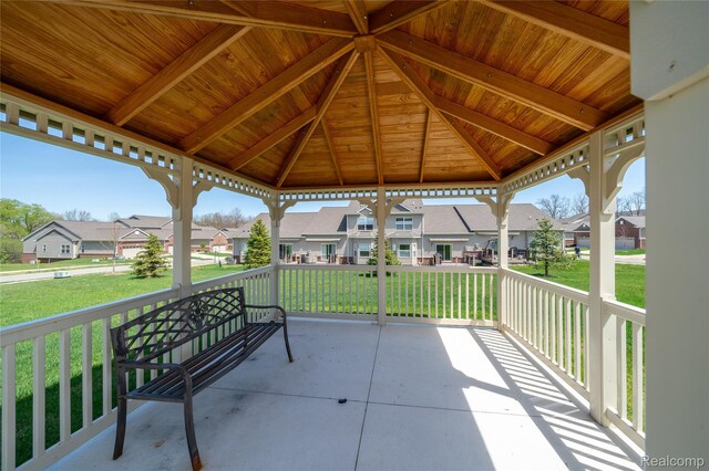 3021 Berkshire Rd, Auburn Hills, MI 48326 - covered porch featuring a residential view, a gazebo, and a yard