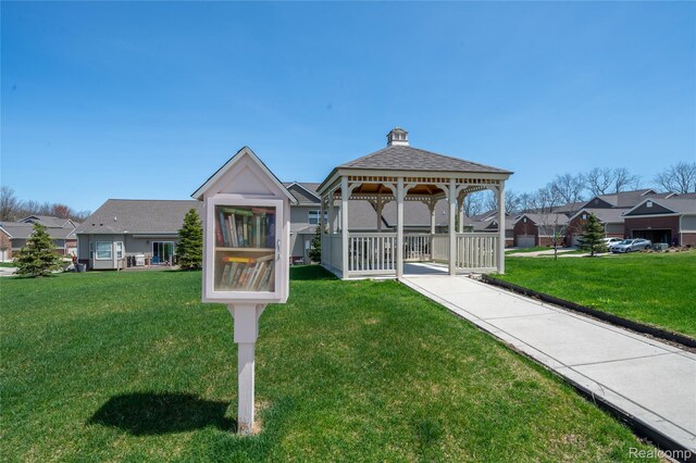 3021 Berkshire Rd, Auburn Hills, MI 48326 - view of home's community with a gazebo, a lawn, and a residential view