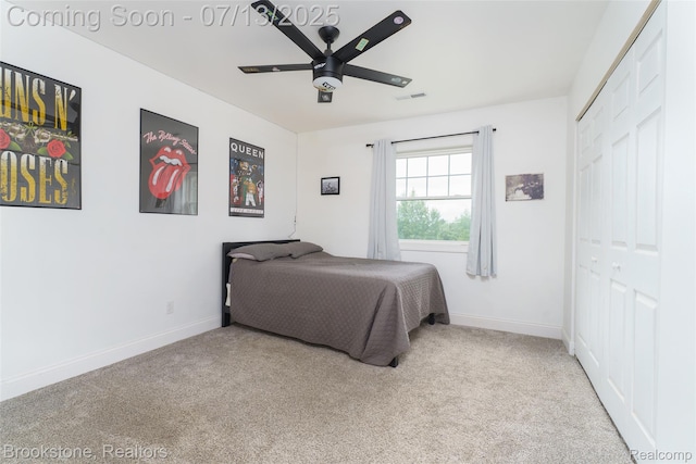 6245 Ray Rd, Swartz Creek, MI 48473 - bedroom with a closet, carpet, and ceiling fan