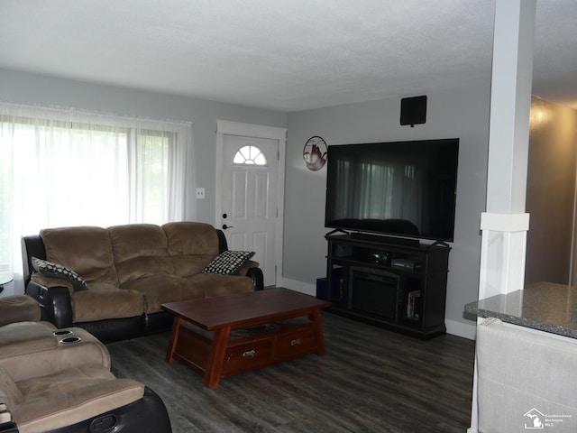 12067 Lewis Ave, Temperance, MI 48182 - living room featuring dark wood finished floors and baseboards