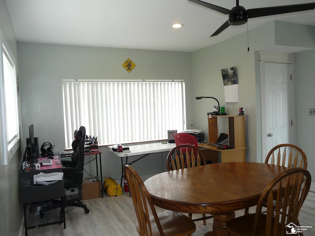 12067 Lewis Ave, Temperance, MI 48182 - dining room featuring light wood-type flooring, a ceiling fan, an office area, and recessed lighting