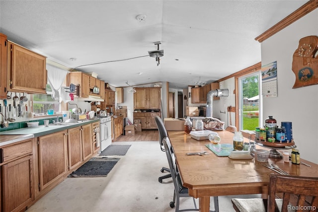 8875 N Lakola Rd, Tustin, MI 49688 - dining space featuring lofted ceiling