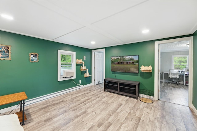 3701 3 1/2 Mile Rd, Athens, MI 49011 - sitting room with wood finished floors, recessed lighting, an office area, baseboards, and cooling unit