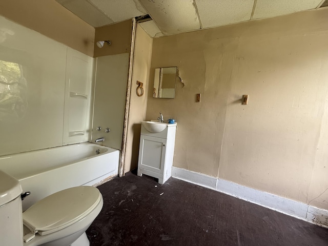 391 Monroe Ave, Muskegon, MI 49441 - full bath featuring vanity, toilet, bathtub / shower combination, and baseboards
