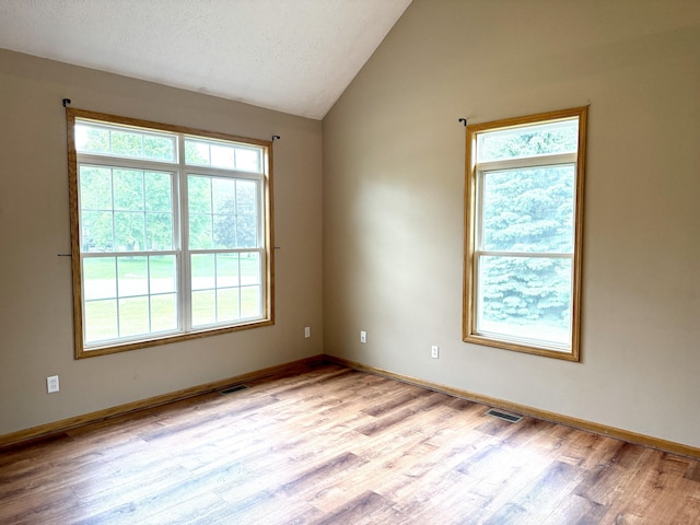 6981 Jennifer Ln, Portland, MI 48875 - spare room featuring wood finished floors, healthy amount of natural light, lofted ceiling, and baseboards