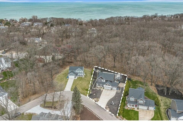 18734 Leonard Ct, New Buffalo, MI 49117 - aerial overview of property's location with nearby suburban area, a nearby body of water, and a forest