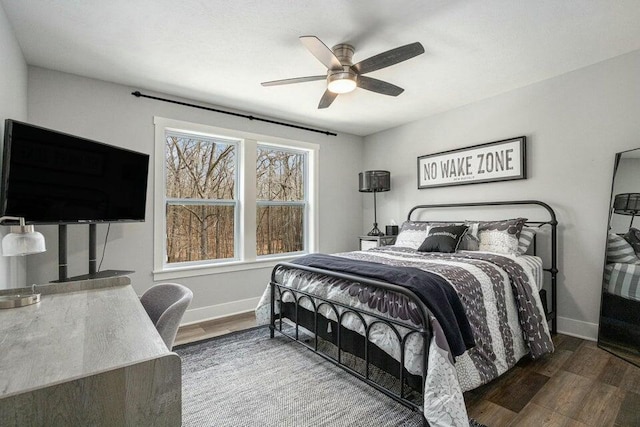 18734 Leonard Ct, New Buffalo, MI 49117 - bedroom featuring wood finished floors, baseboards, and a ceiling fan