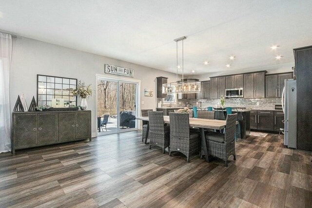 18734 Leonard Ct, New Buffalo, MI 49117 - dining room featuring dark wood finished floors and recessed lighting