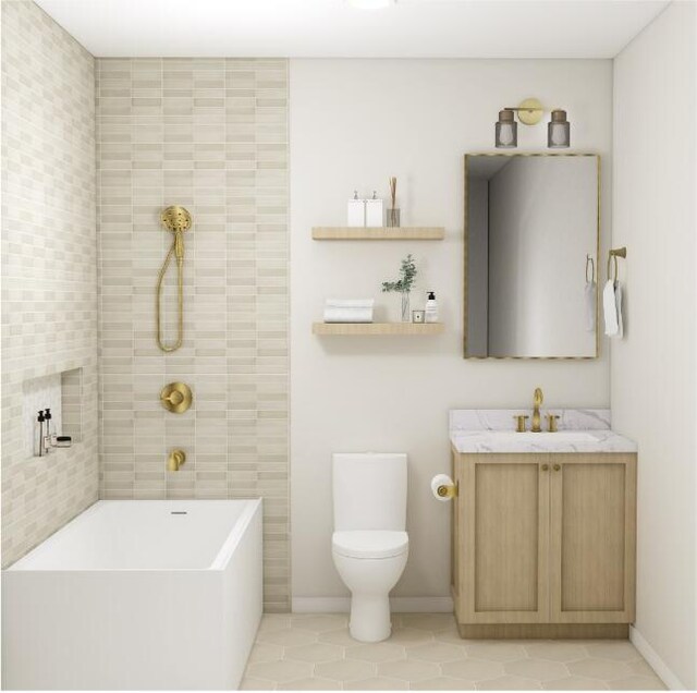 638 E Fulton St E Unit C2, Grand Rapids, MI 49503 - bathroom with tile patterned floors, vanity, and toilet