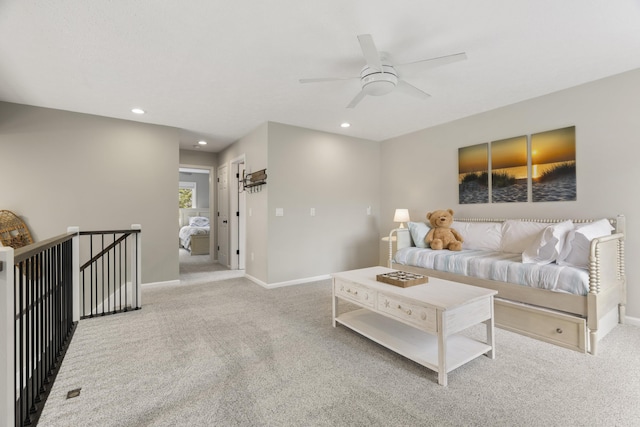 5384 Indian Trl, Frankfort, MI 49635 - living area with carpet floors, a ceiling fan, baseboards, and recessed lighting