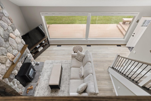 5384 Indian Trl, Frankfort, MI 49635 - living room featuring wood finished floors and stairs