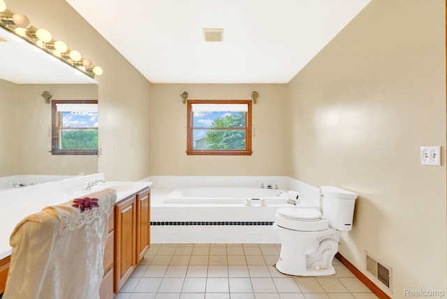 5562 Sheridan Line Rd, Croswell, MI 48422 - bathroom with a garden tub, plenty of natural light, tile patterned flooring, and vanity