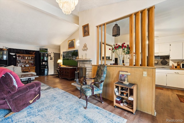 3307 Mackin Rd, Flint, MI 48504 - living room featuring wood finished floors and a chandelier