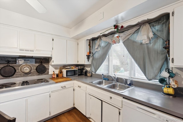 3307 Mackin Rd, Flint, MI 48504 - kitchen featuring black microwave, a sink, dishwasher, stainless steel electric stovetop, and under cabinet range hood