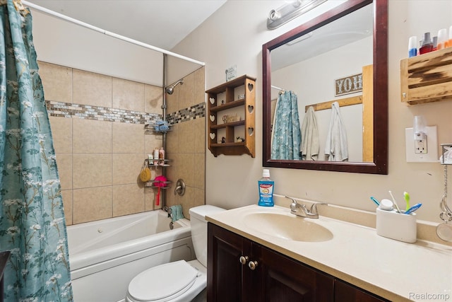 3307 Mackin Rd, Flint, MI 48504 - bathroom featuring vanity, shower / bath combo, and toilet
