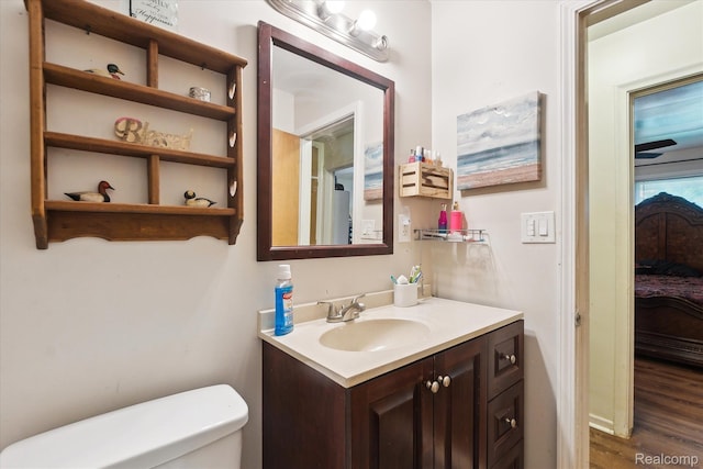 3307 Mackin Rd, Flint, MI 48504 - ensuite bathroom with vanity, toilet, and wood finished floors