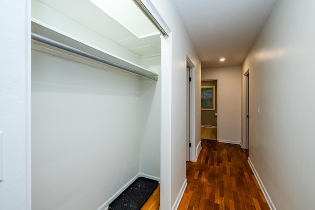 538 Monterey Dr, Benton Harbor, MI 49022 - corridor with dark wood-type flooring, recessed lighting, and baseboards