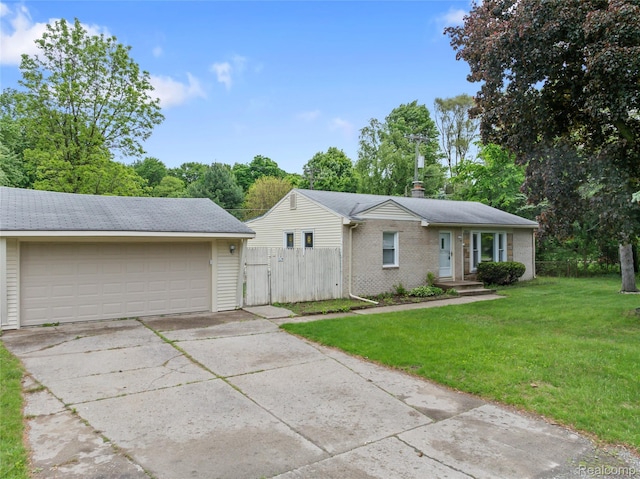 30542 Bretton St, Livonia, MI 48152 - ranch-style house with brick siding, a chimney, view of scattered trees, and a garage
