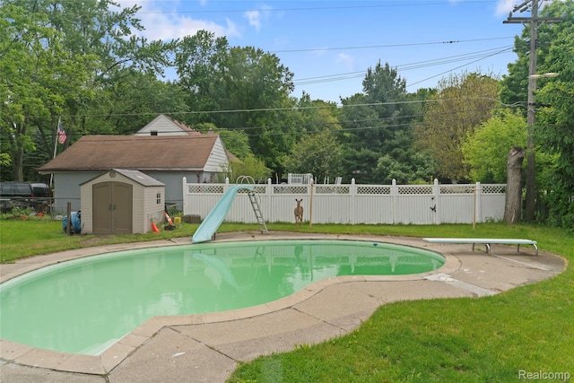 30542 Bretton St, Livonia, MI 48152 - view of swimming pool featuring a water slide and a diving board