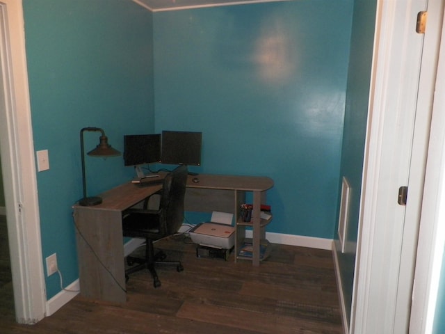 213 Cass St, Tustin, MI 49688 - office area with wood finished floors and baseboards