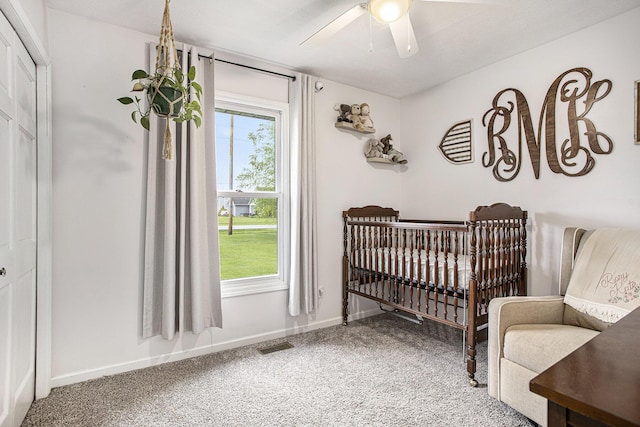 830 E Lyons St, Schoolcraft, MI 49087 - bedroom featuring carpet, a nursery area, multiple windows, and baseboards
