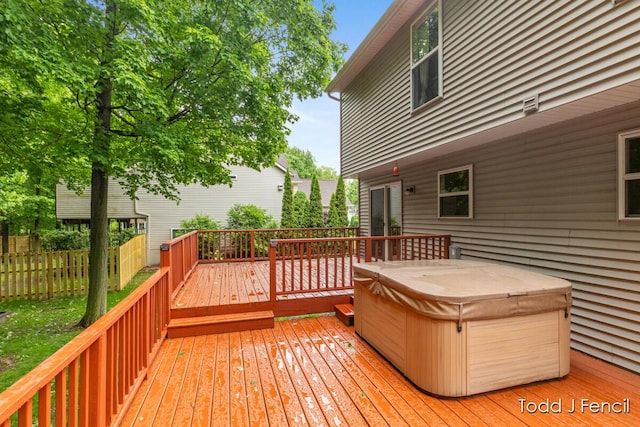 11081 Timberline Dr, Allendale, MI 49401 - wooden terrace featuring a hot tub
