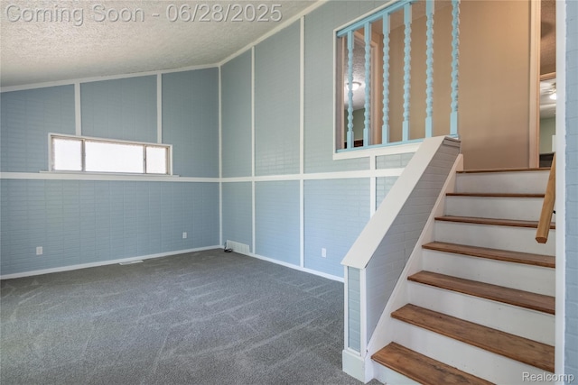 36426 Weideman St, Clinton Township, MI 48035 - stairway featuring a textured ceiling and carpet floors