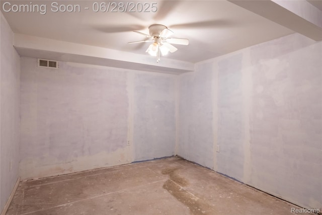 36426 Weideman St, Clinton Township, MI 48035 - empty room featuring ceiling fan and unfinished concrete floors