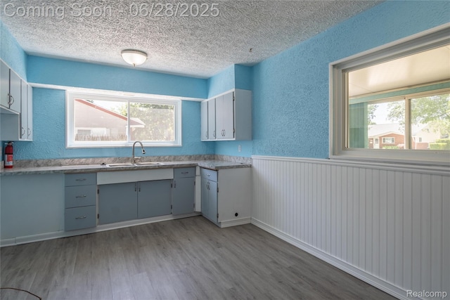 36426 Weideman St, Clinton Township, MI 48035 - kitchen with light wood finished floors, a textured ceiling, a textured wall, healthy amount of natural light, and light countertops