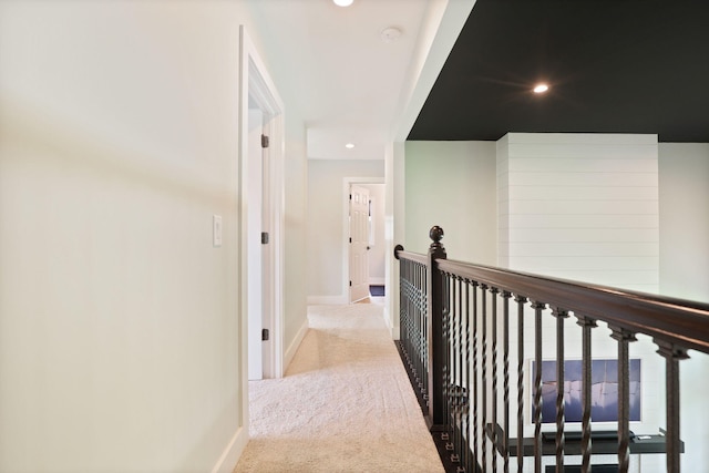 8460 Woodridge Dr, Davison, MI 48423 - corridor with recessed lighting, carpet floors, and an upstairs landing