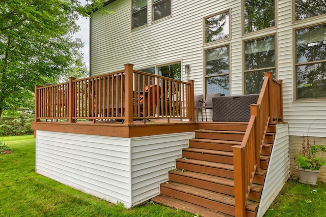 8460 Woodridge Dr, Davison, MI 48423 - deck featuring stairway and a yard