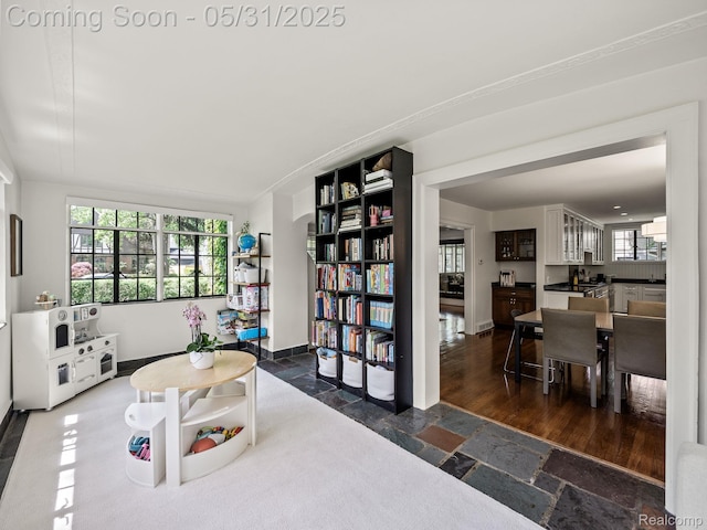 822 Suffield Ave, Birmingham, MI 48009 - living area with stone tile flooring and baseboards