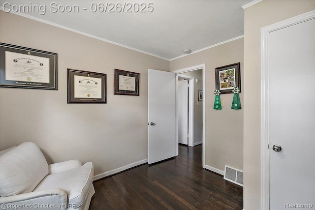 2111 Ellwood Ave, Berkley, MI 48072 - living area featuring dark wood-style flooring and ornamental molding