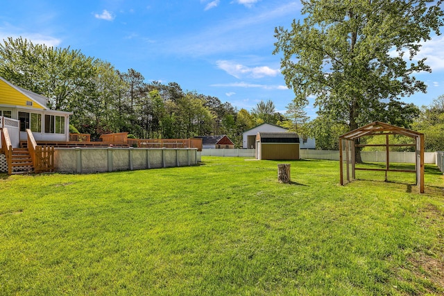 17270 Taft Rd, Spring Lake, MI 49456 - view of yard with a deck, a gazebo, and stairway