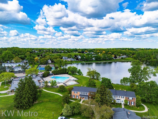 20094 Bryn Mawr Ct Unit 166, Northville, MI 48167 - drone / aerial view of a nearby body of water and a pool area