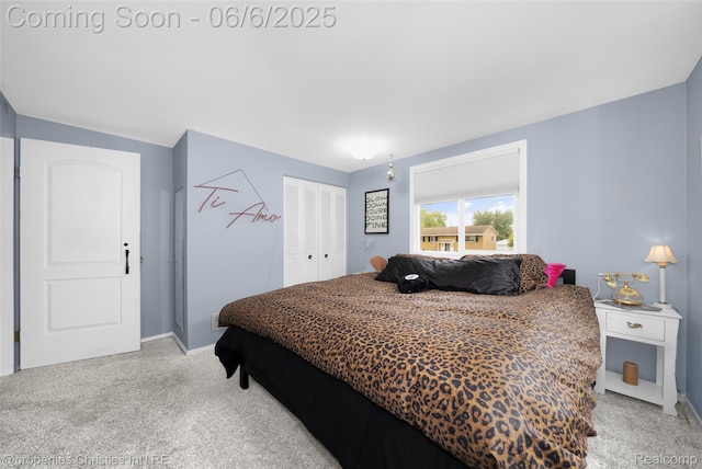34143 Zimmer Dr, Sterling Heights, MI 48310 - bedroom with light carpet, a closet, and baseboards