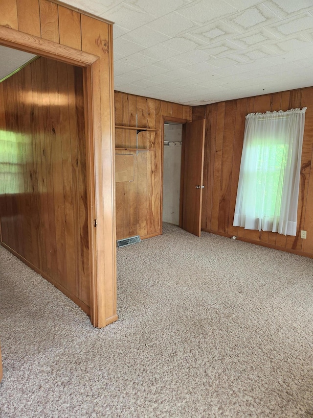 8324 Hagar Shore Rd, Watervliet, MI 49098 - empty room featuring wood walls and carpet