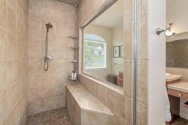 4132 Winding Way, Kalamazoo, MI 49004 - bathroom with a tile shower and vanity
