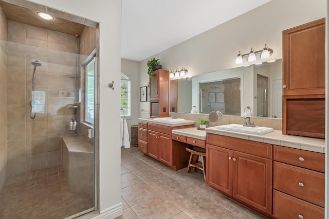 4132 Winding Way, Kalamazoo, MI 49004 - full bathroom with vanity, a shower stall, and tile patterned flooring