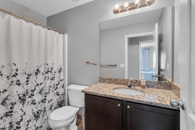 449 Corinth Cir, Dundee, MI 48131 - bathroom featuring vanity, toilet, and a shower with curtain