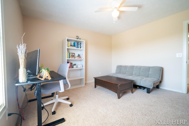 8718 Little Bend Ct, Middleville, MI 49333 - office space featuring carpet, a ceiling fan, and baseboards